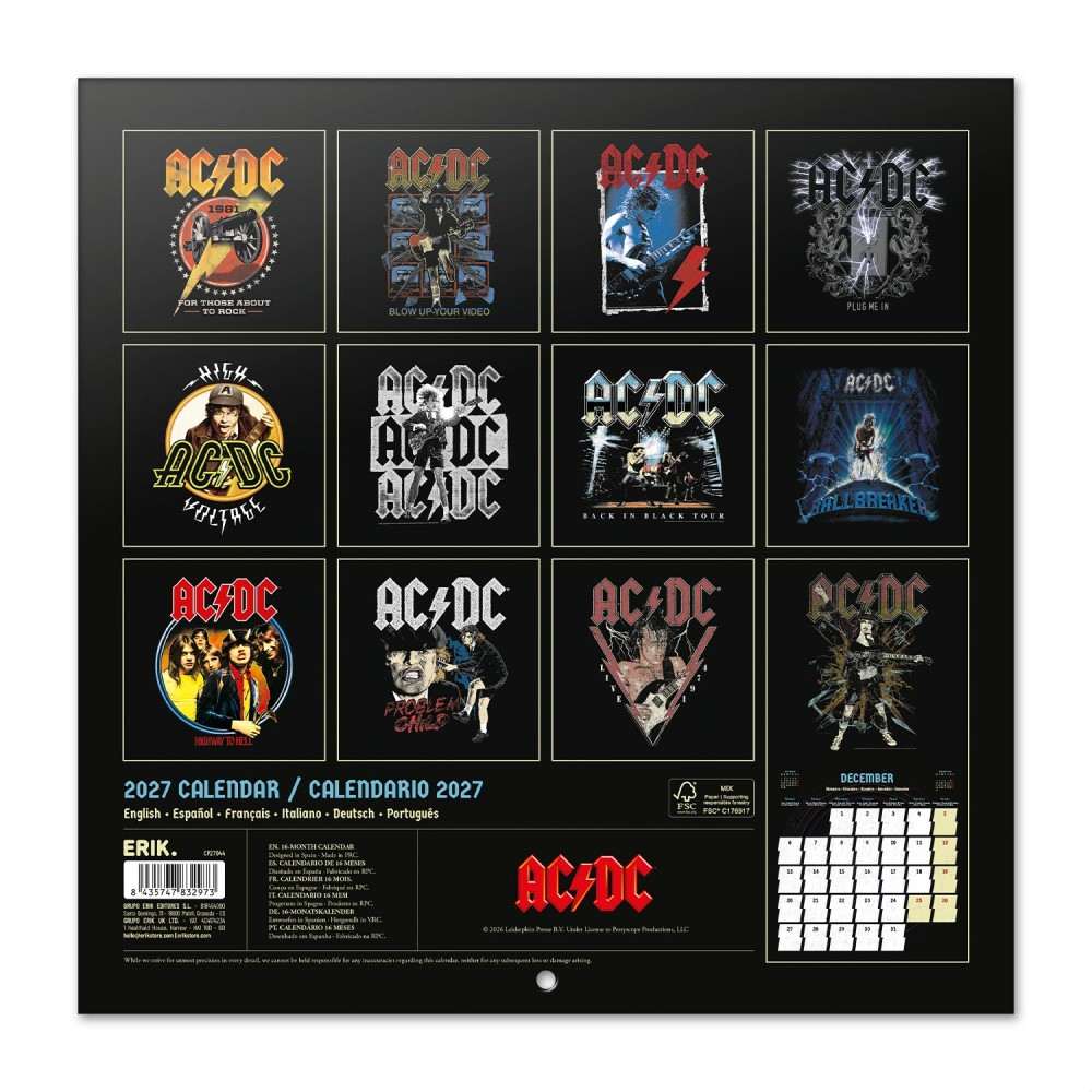 Grupo Erik AC/DC - 2027 30X30 Kalender - Multicolours